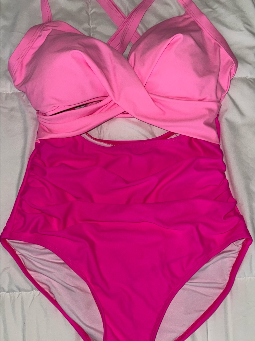 Women’s Two-Tone Pink One-Piece Swimsuit